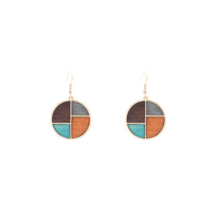 Earthy Afro Landscape Geometric Wooden Earrings-Afroadorn 