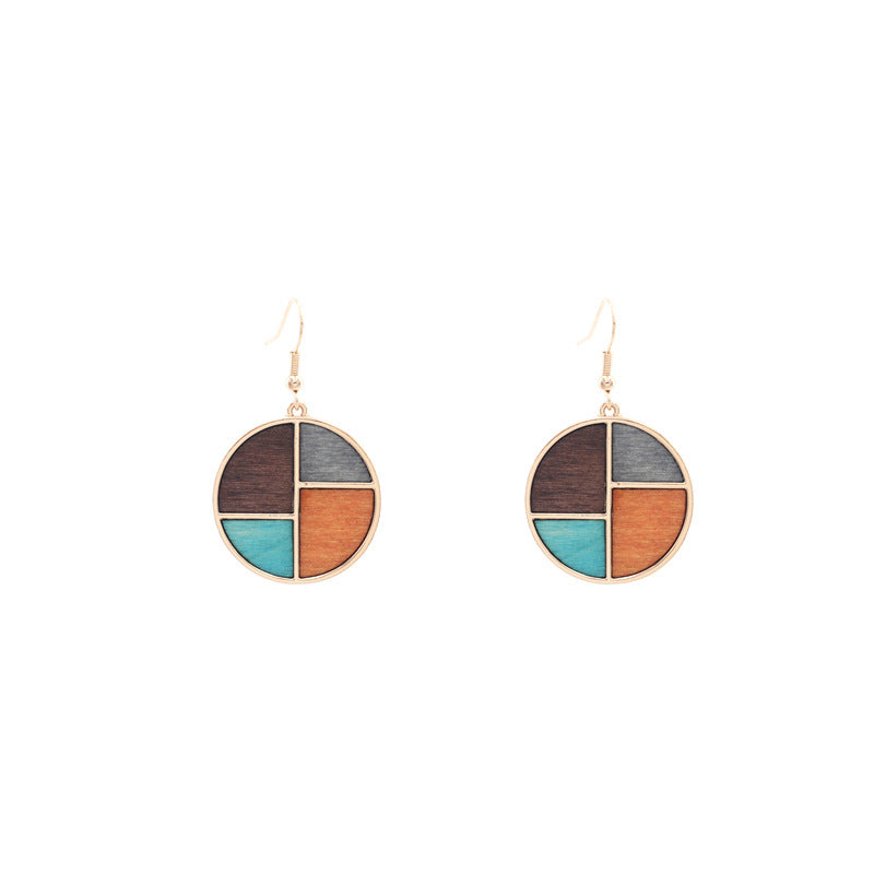 Earthy Afro Landscape Geometric Wooden Earrings-Afroadorn 