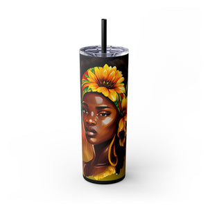 Sunflower Queen Slim Tumbler 20oz-Afroadorn 