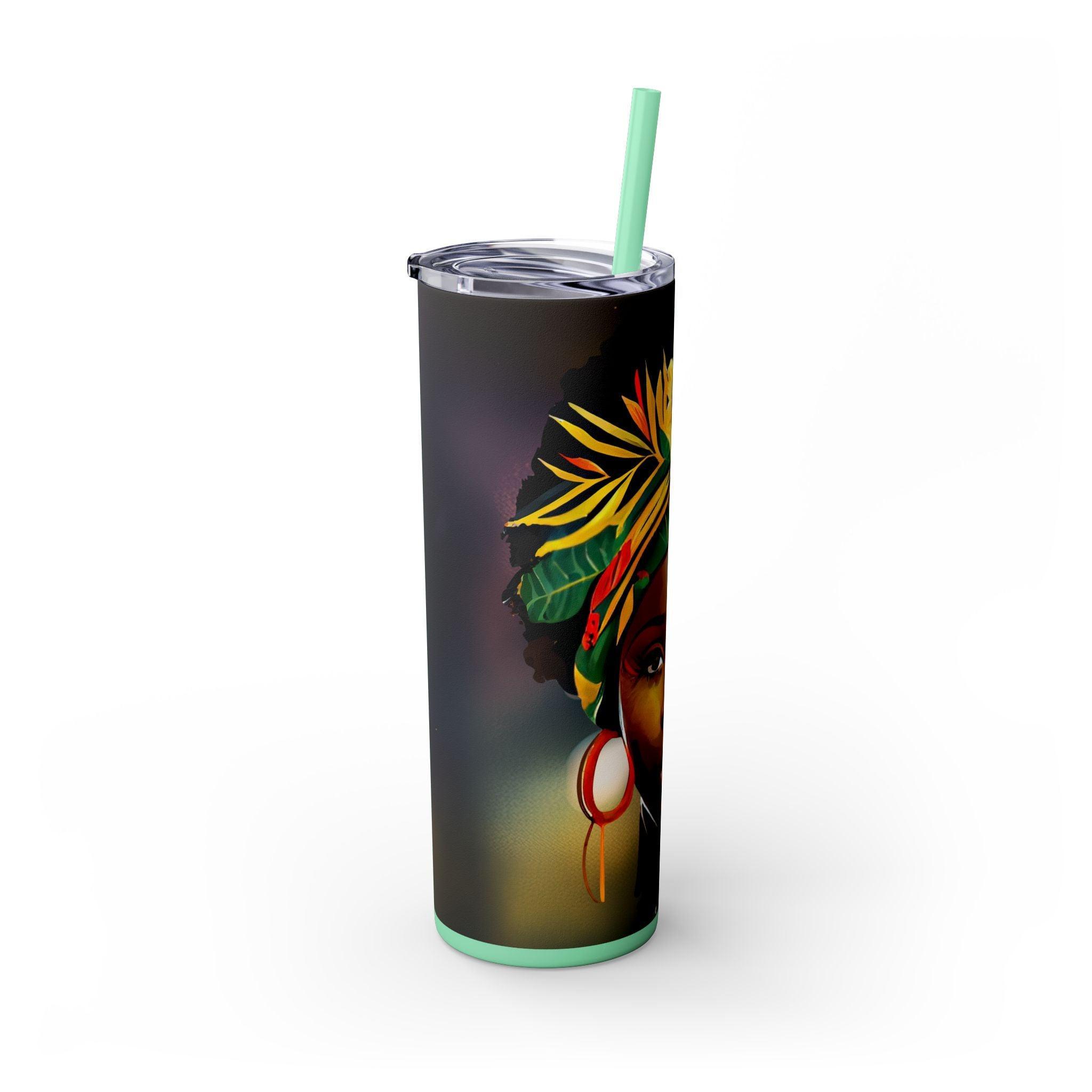 Sunflower Adorned Headwrap Skinny Tumbler-Afroadorn 