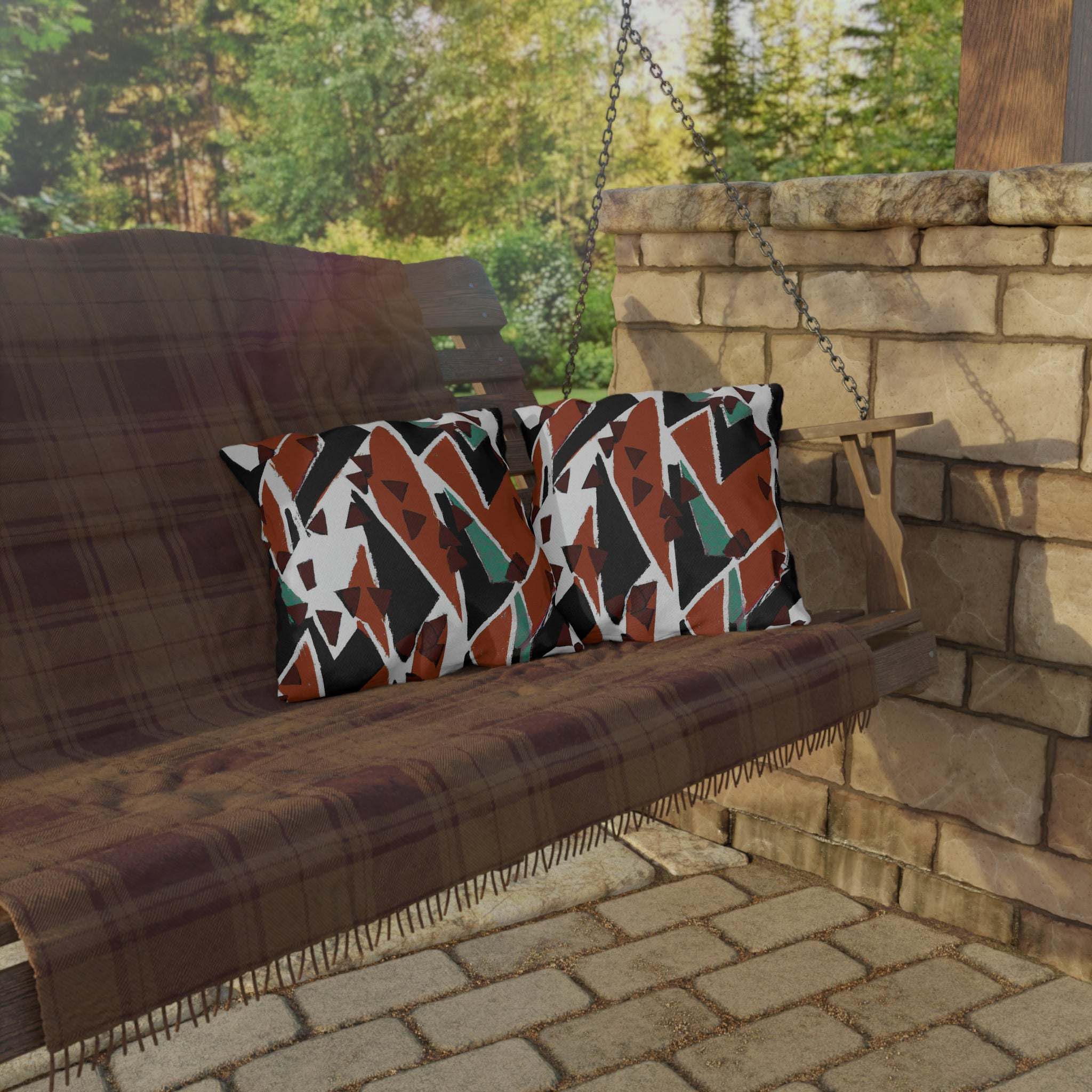 Earth Tone Abstract Outdoor Pillow-Afroadorn 