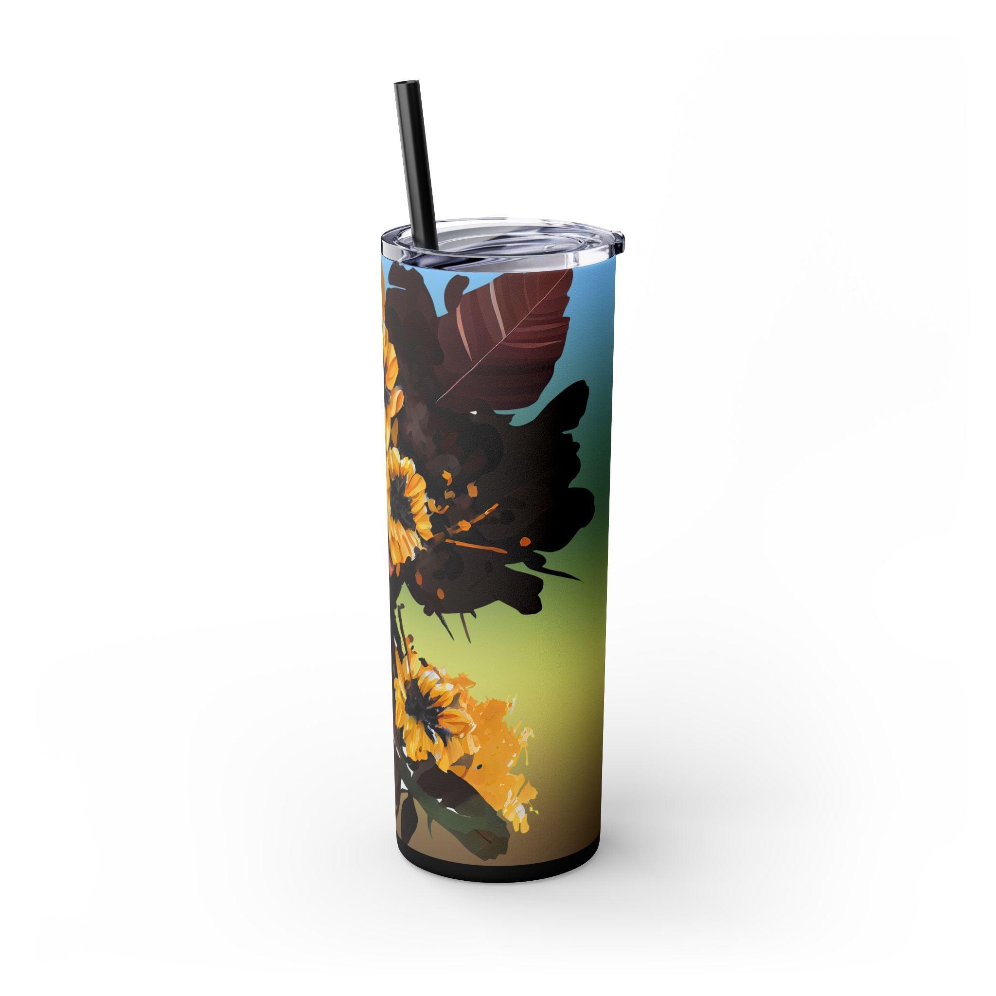 Sunflower Queen 20oz Skinny Tumbler-Afroadorn 