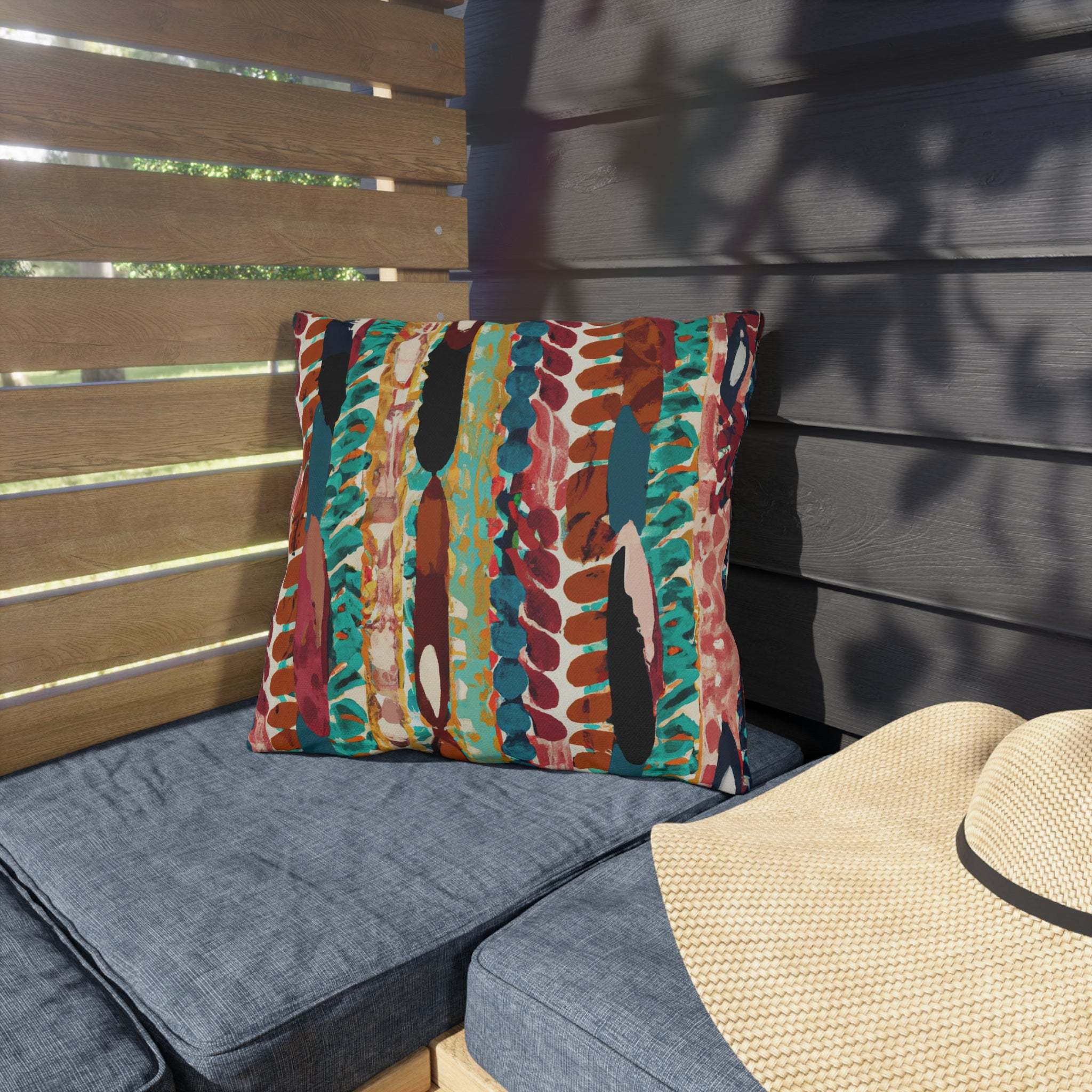 African Landscape Inspired Outdoor Throw Pillow-Afroadorn 