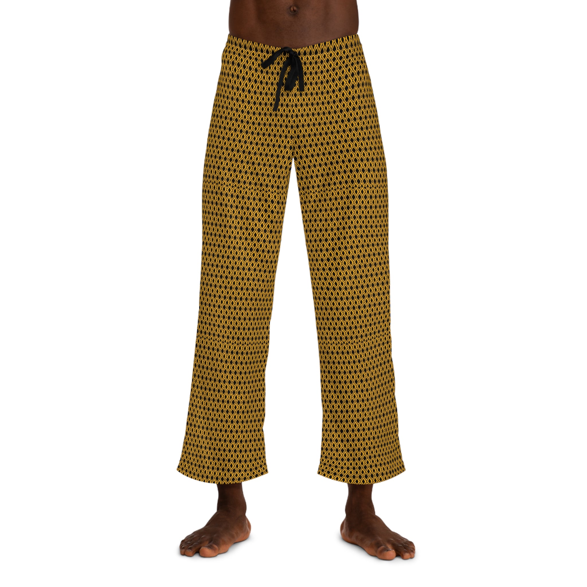 Bold Afrocentric Pajama Pants (Yellow/Black Diamond)-Afroadorn 