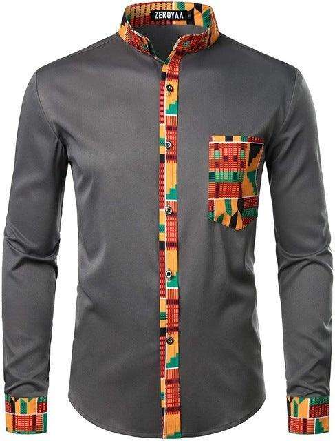 Men's Vibrant Kente Dashiki Top-Afroadorn 