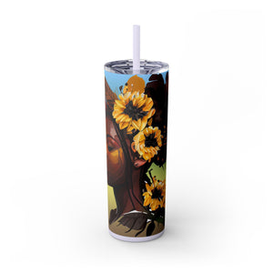 Sunflower Queen 20oz Skinny Tumbler-Afroadorn 