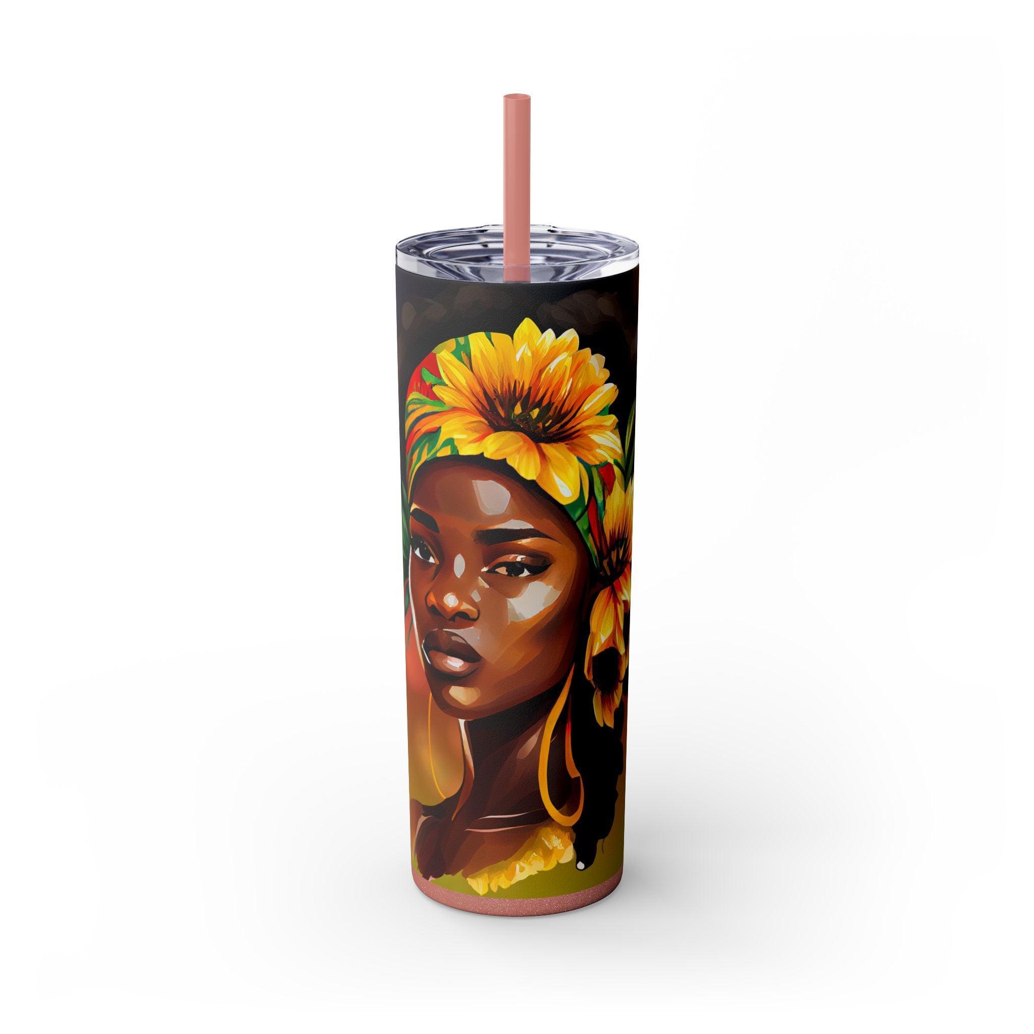 Sunflower Queen Slim Tumbler 20oz-Afroadorn 