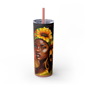 Sunflower Queen Slim Tumbler 20oz-Afroadorn 