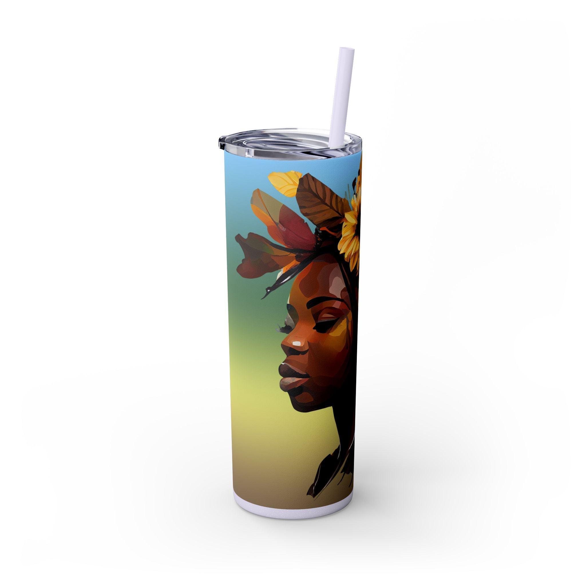 Sunflower Queen 20oz Skinny Tumbler-Afroadorn 