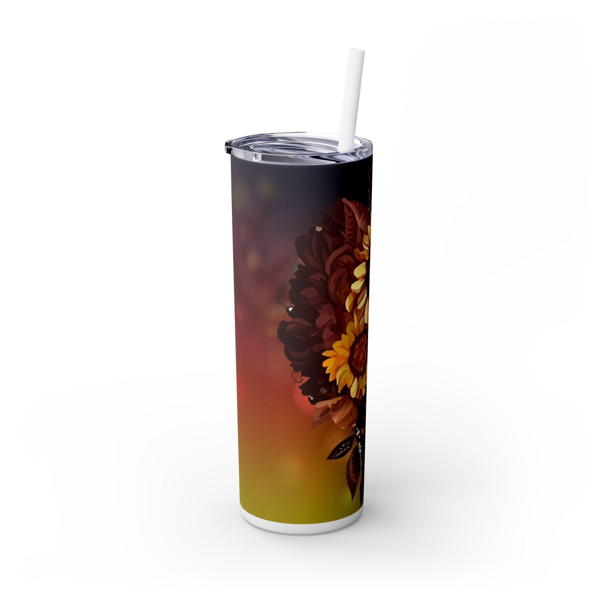 Sunflower Queen 20oz Skinny Tumbler with Straw-Afroadorn 