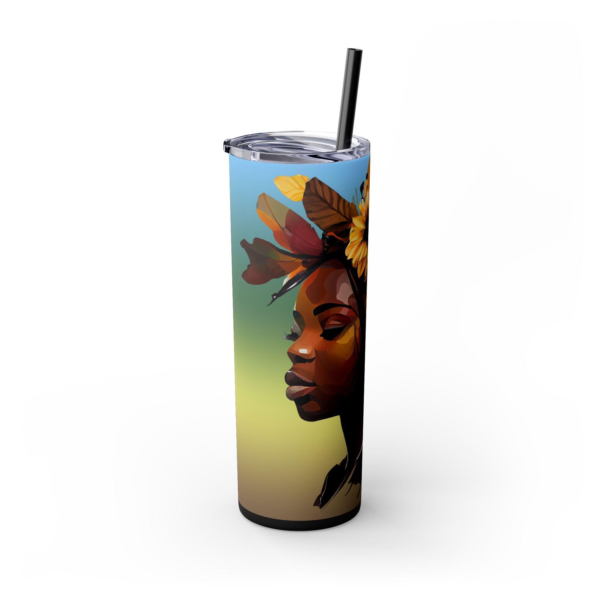 Sunflower Queen 20oz Skinny Tumbler-Afroadorn 