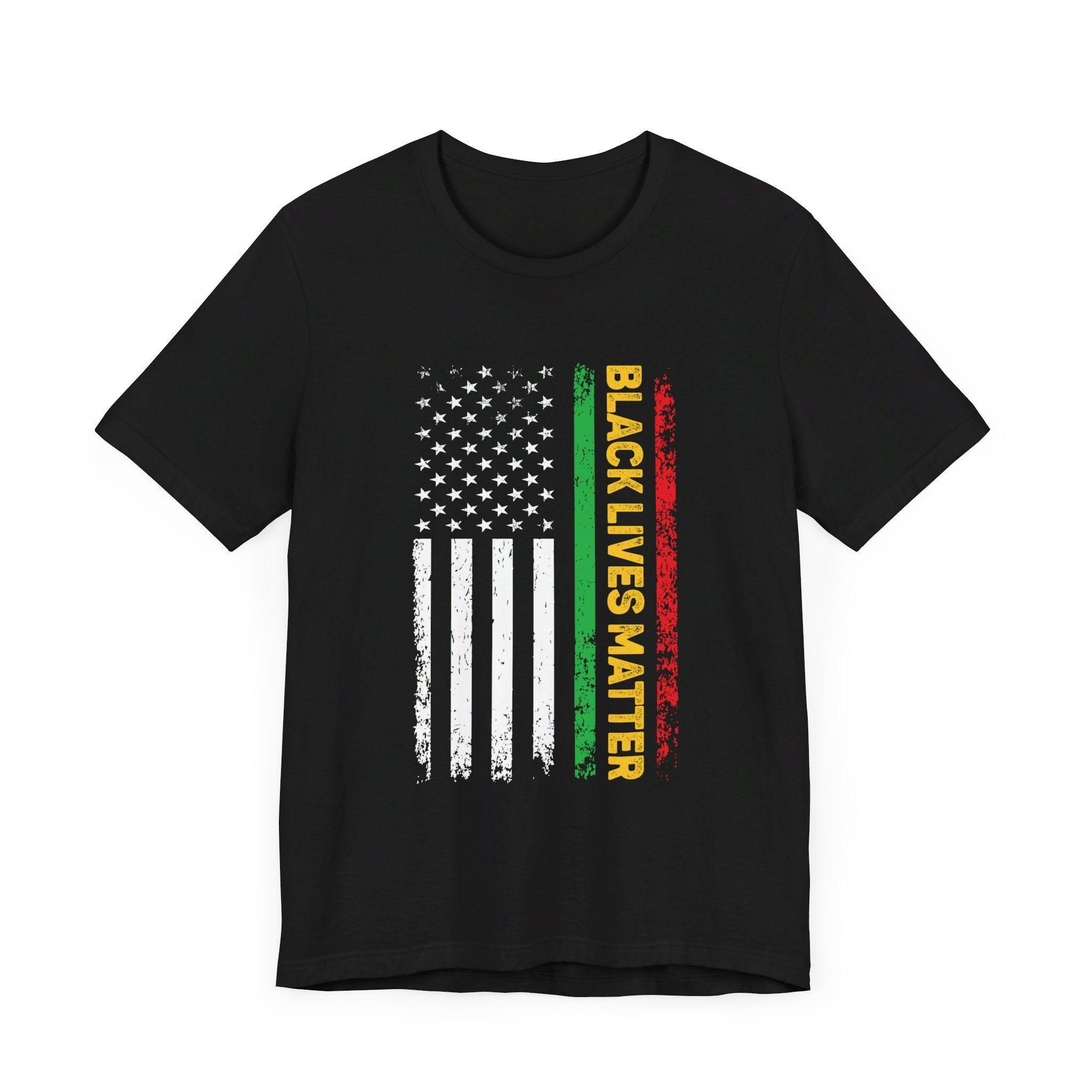 Black Lives Matter American Flag T-Shirt-Afroadorn 