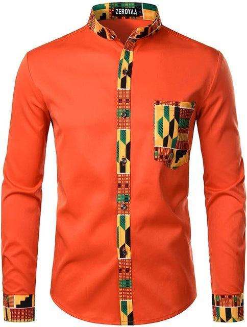 Men's Vibrant Kente Dashiki Top-Afroadorn 