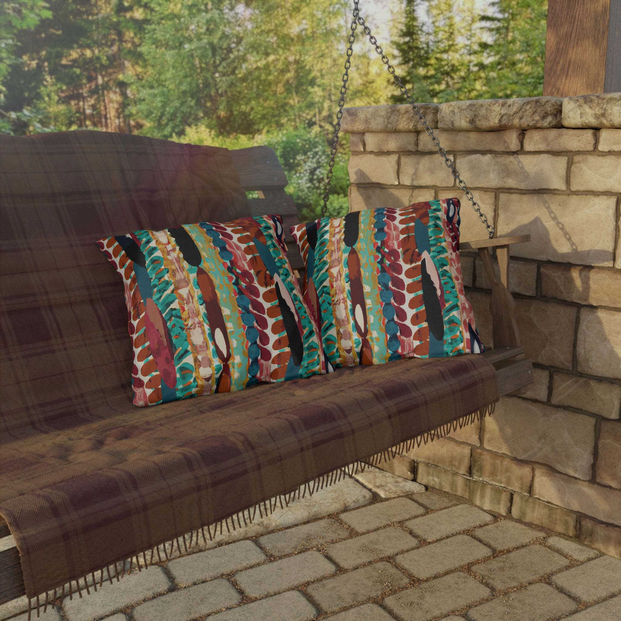 African Landscape Inspired Outdoor Throw Pillow-Afroadorn 