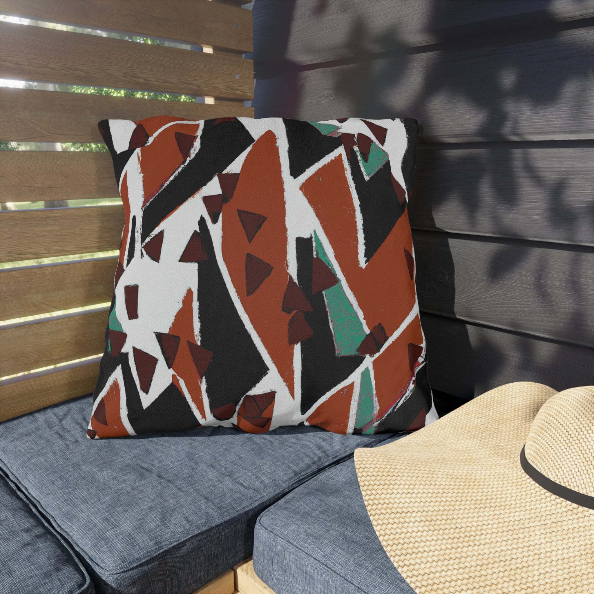 Earth Tone Abstract Outdoor Pillow-Afroadorn 