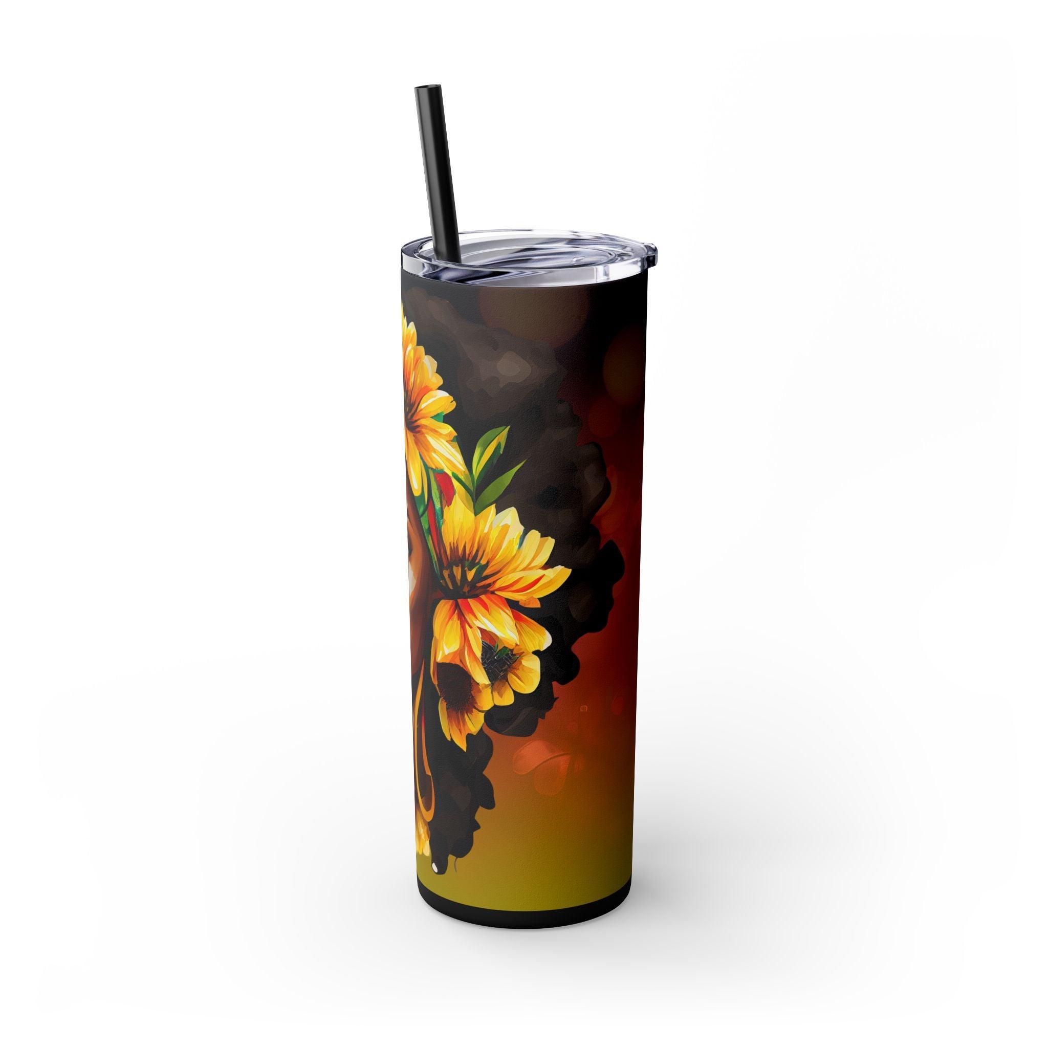 Sunflower Queen Slim Tumbler 20oz-Afroadorn 