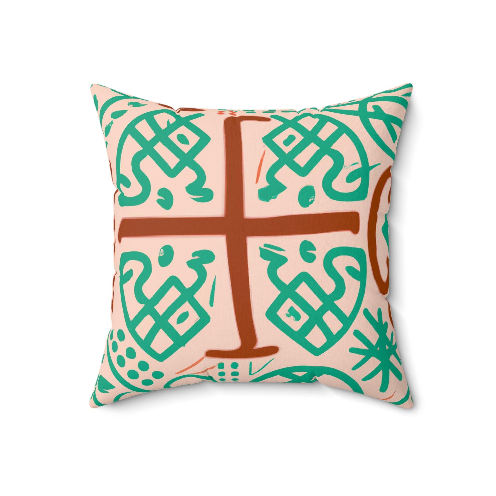 Adinkra Wisdom Earth-Tone Throw Pillow-Afroadorn 