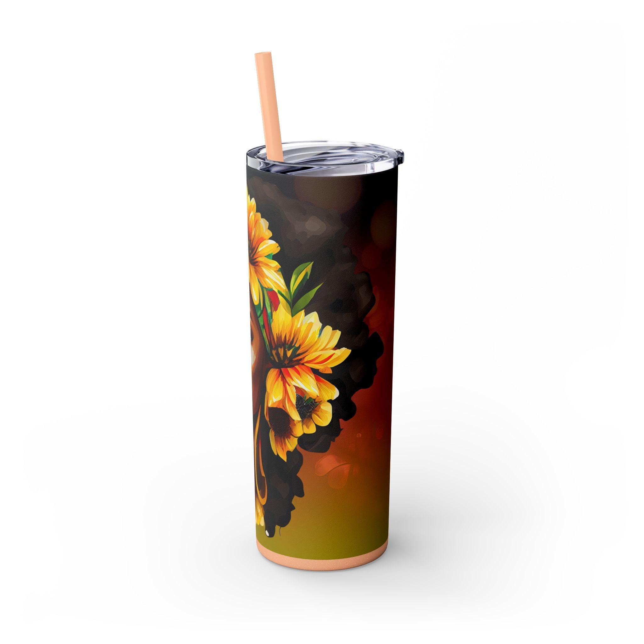 Sunflower Queen Slim Tumbler 20oz-Afroadorn 