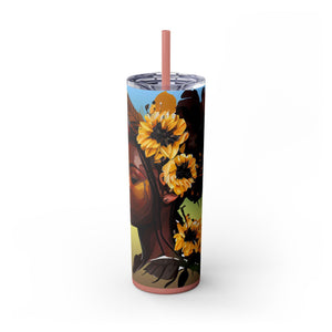 Sunflower Queen 20oz Skinny Tumbler-Afroadorn 