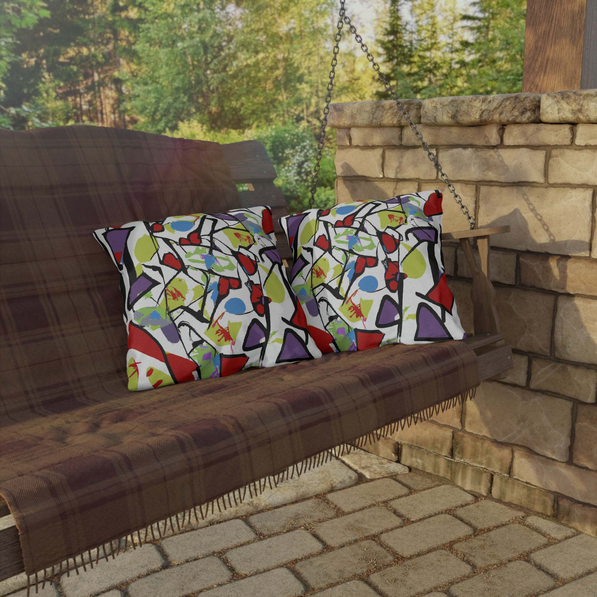 AfroSunset Geometric Oasis Outdoor Pillow-Afroadorn 