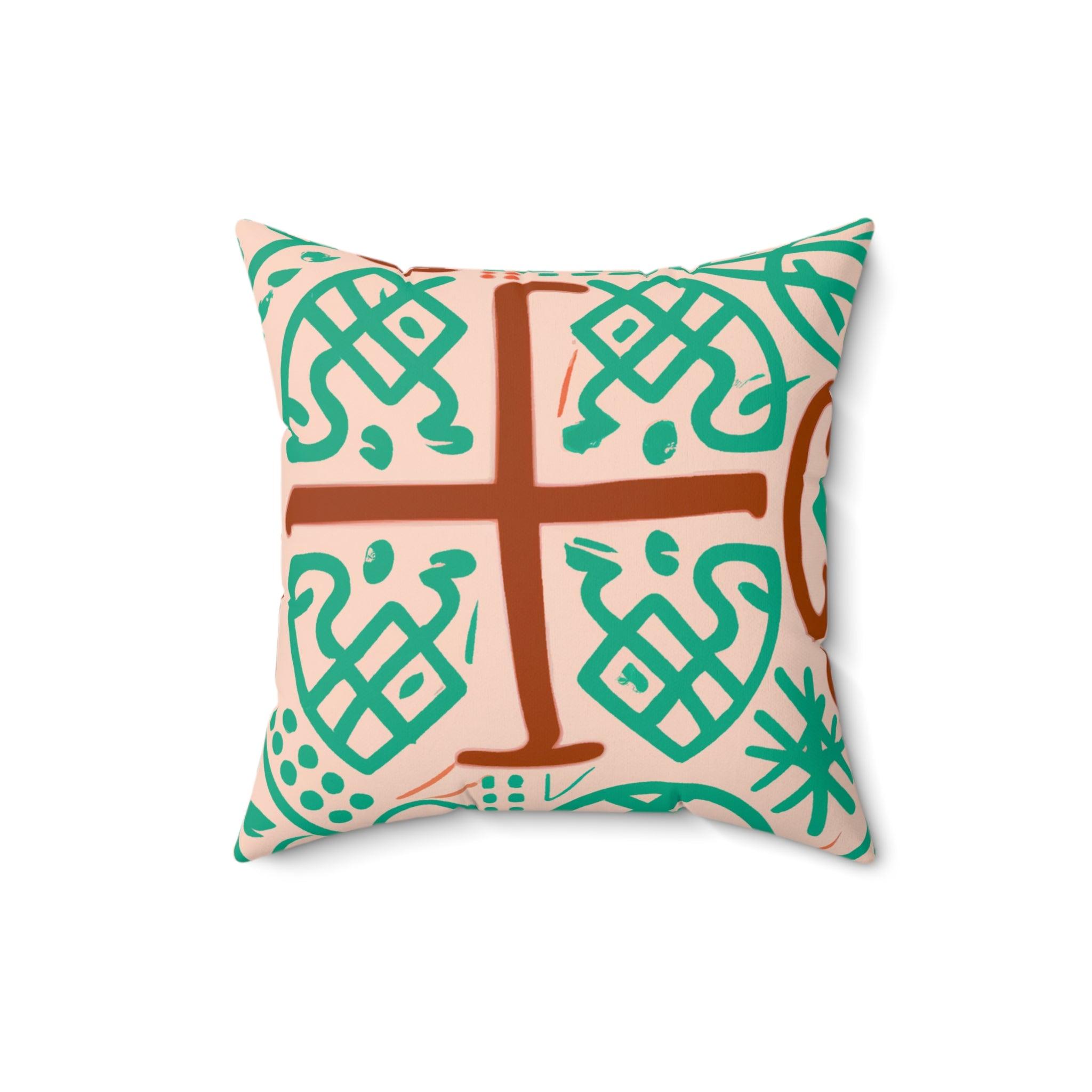 Adinkra Wisdom Earth-Tone Throw Pillow-Afroadorn 