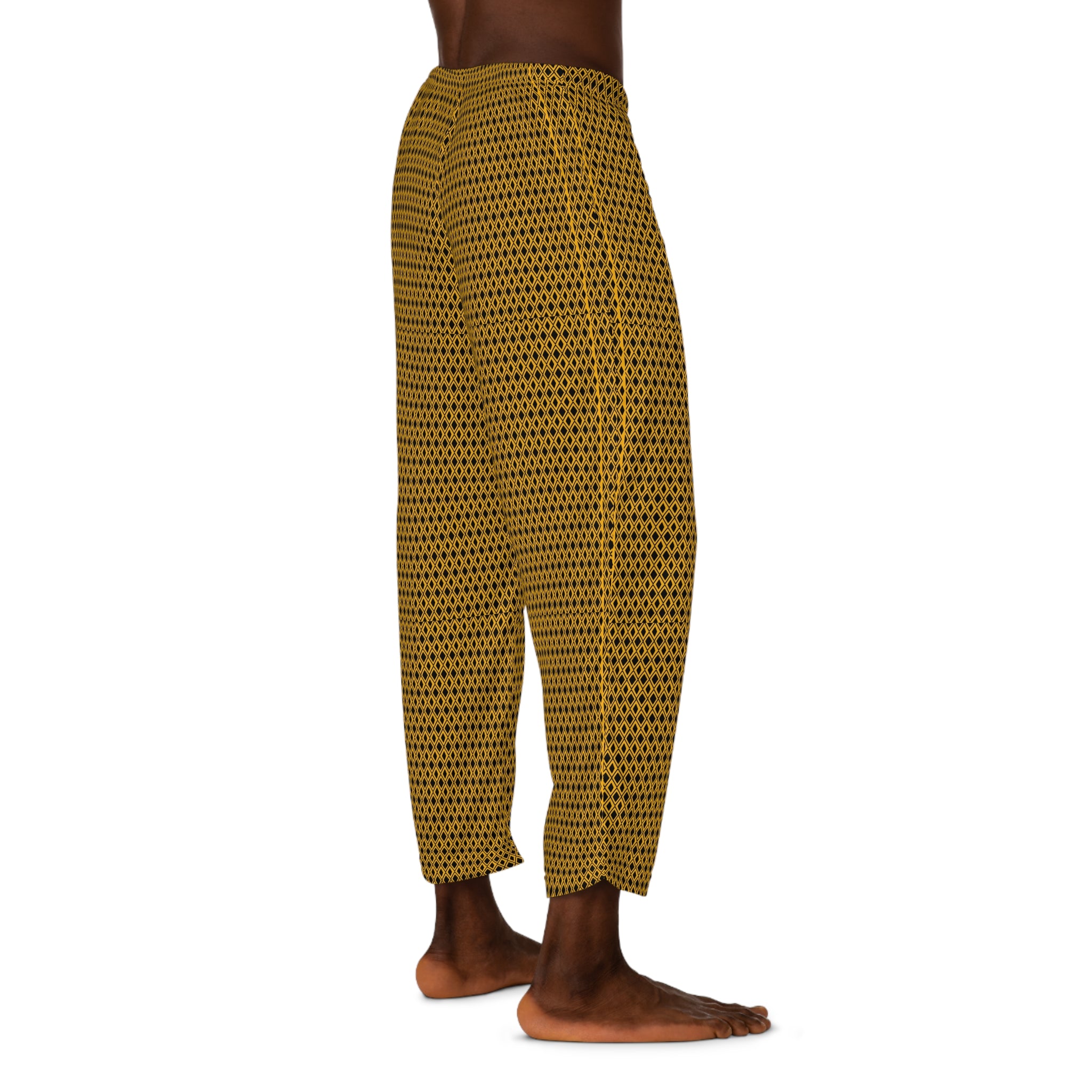 Bold Afrocentric Pajama Pants (Yellow/Black Diamond)-Afroadorn 