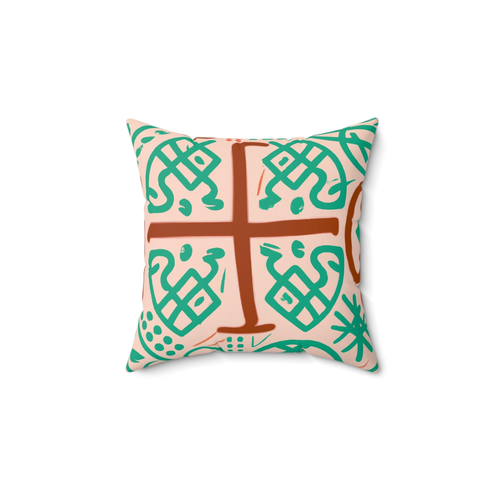 Adinkra Wisdom Earth-Tone Throw Pillow-Afroadorn 