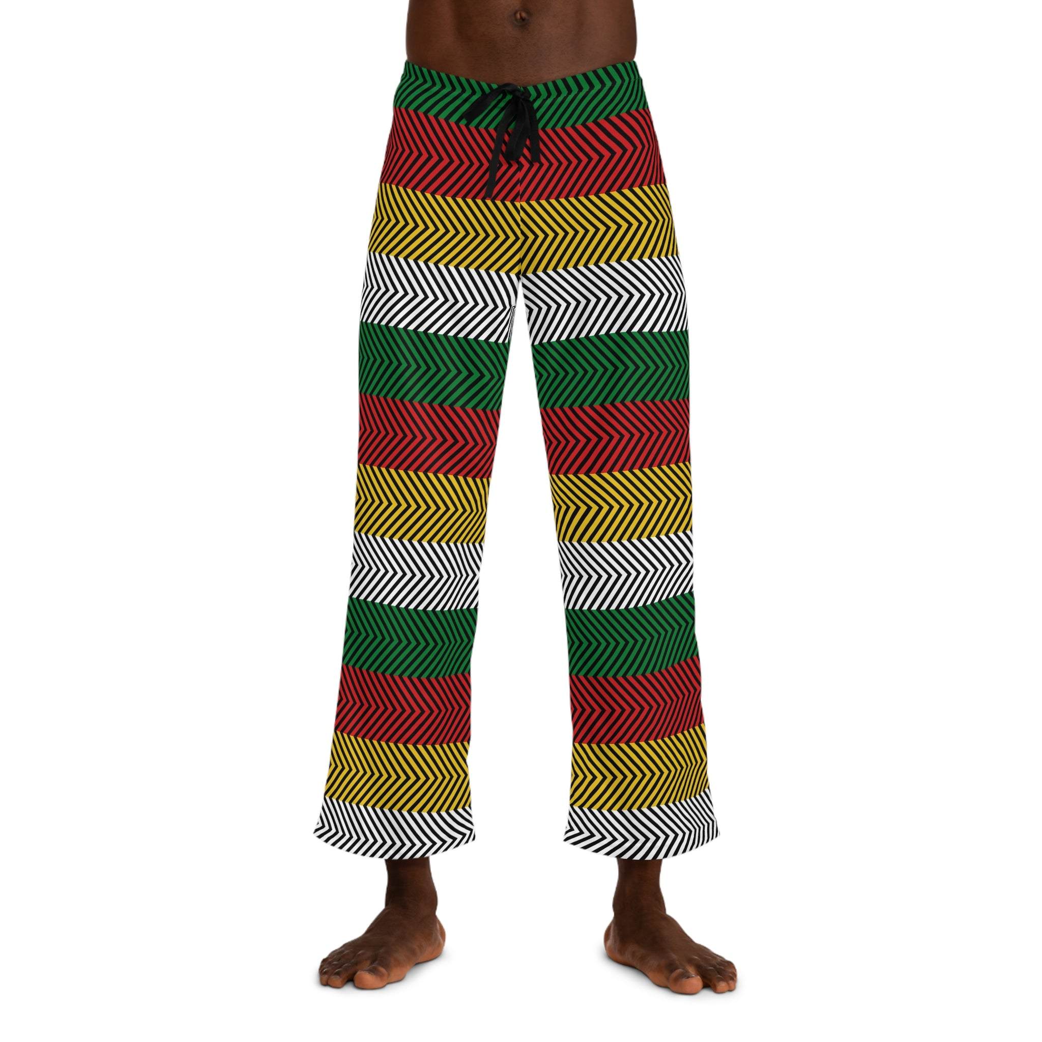 Progress Chevron Pajama Pants in Pan-African Colors-Afroadorn 