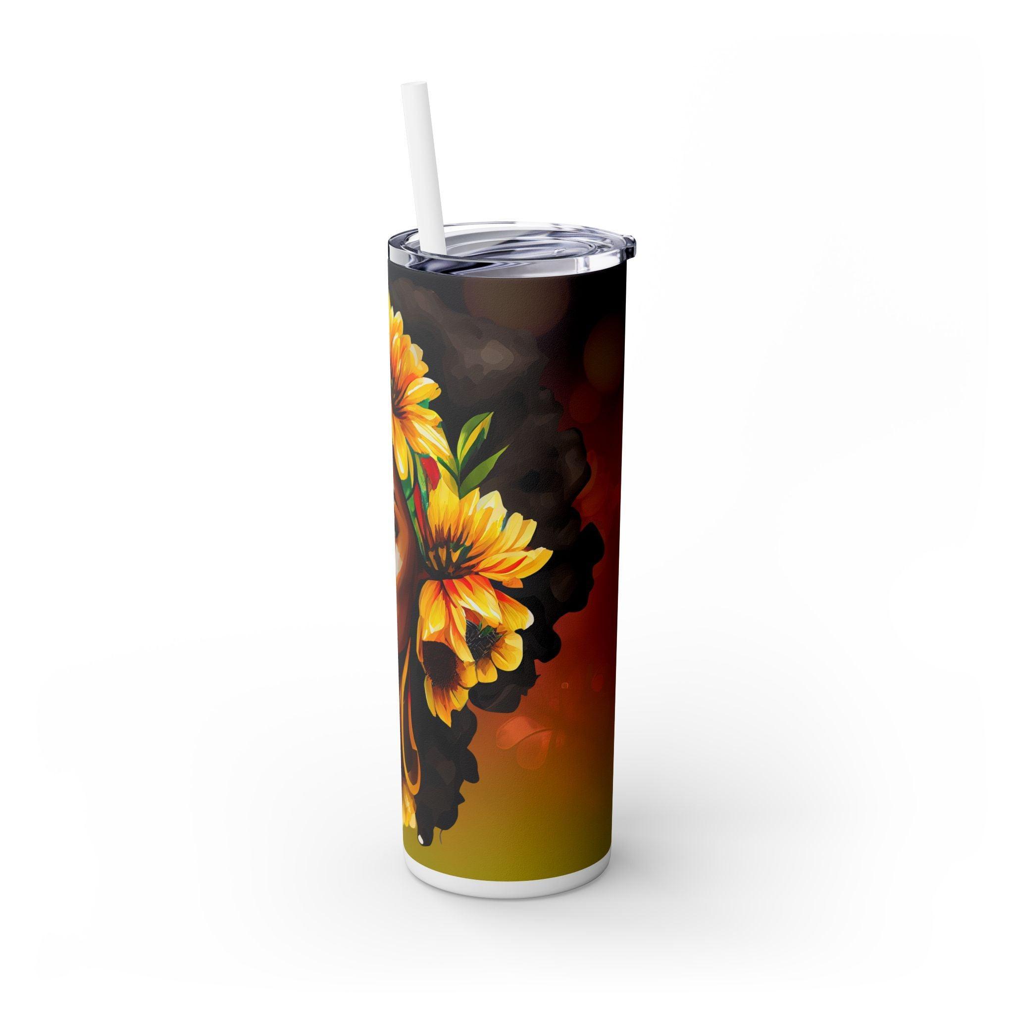 Sunflower Queen Slim Tumbler 20oz-Afroadorn 