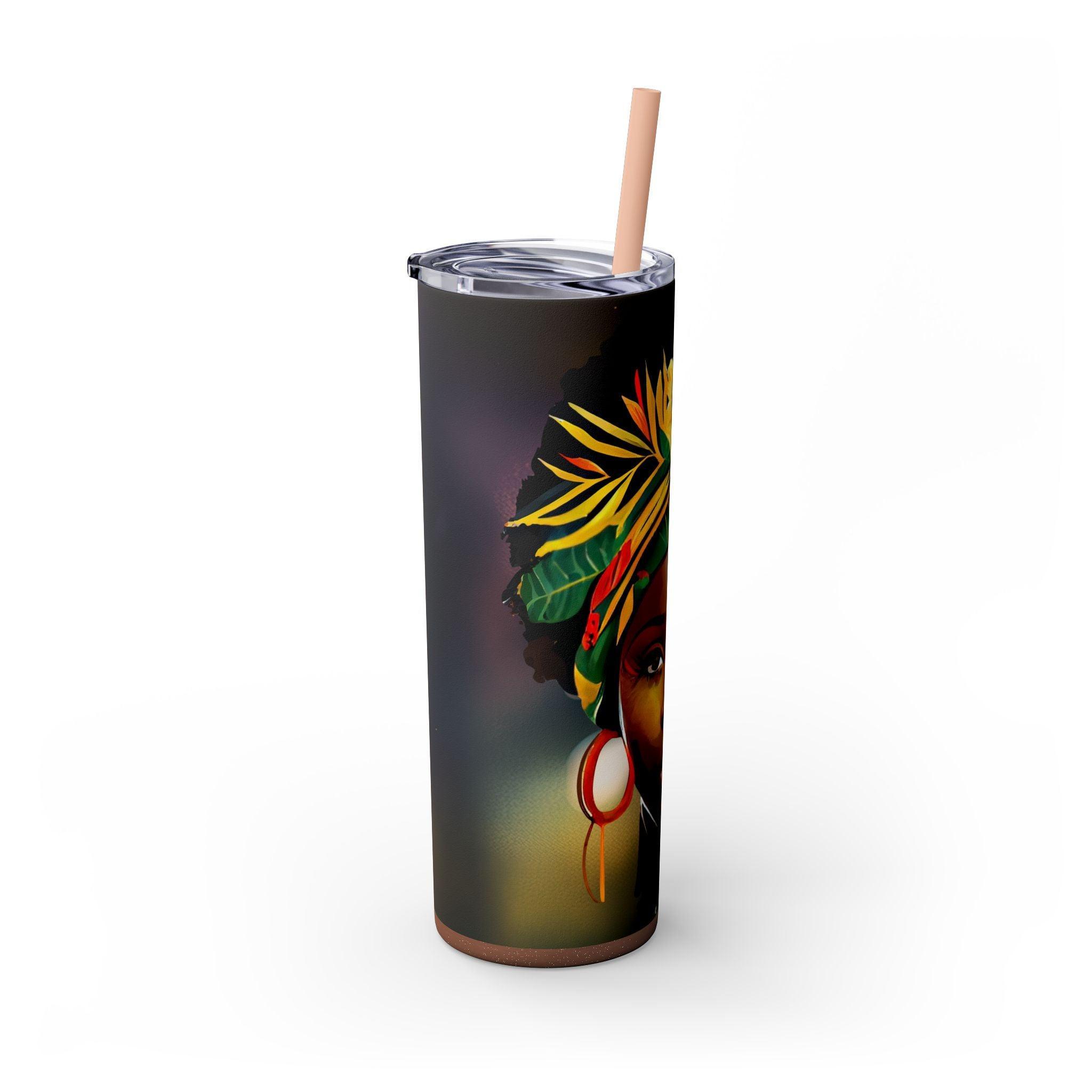 Sunflower Adorned Headwrap Skinny Tumbler-Afroadorn 