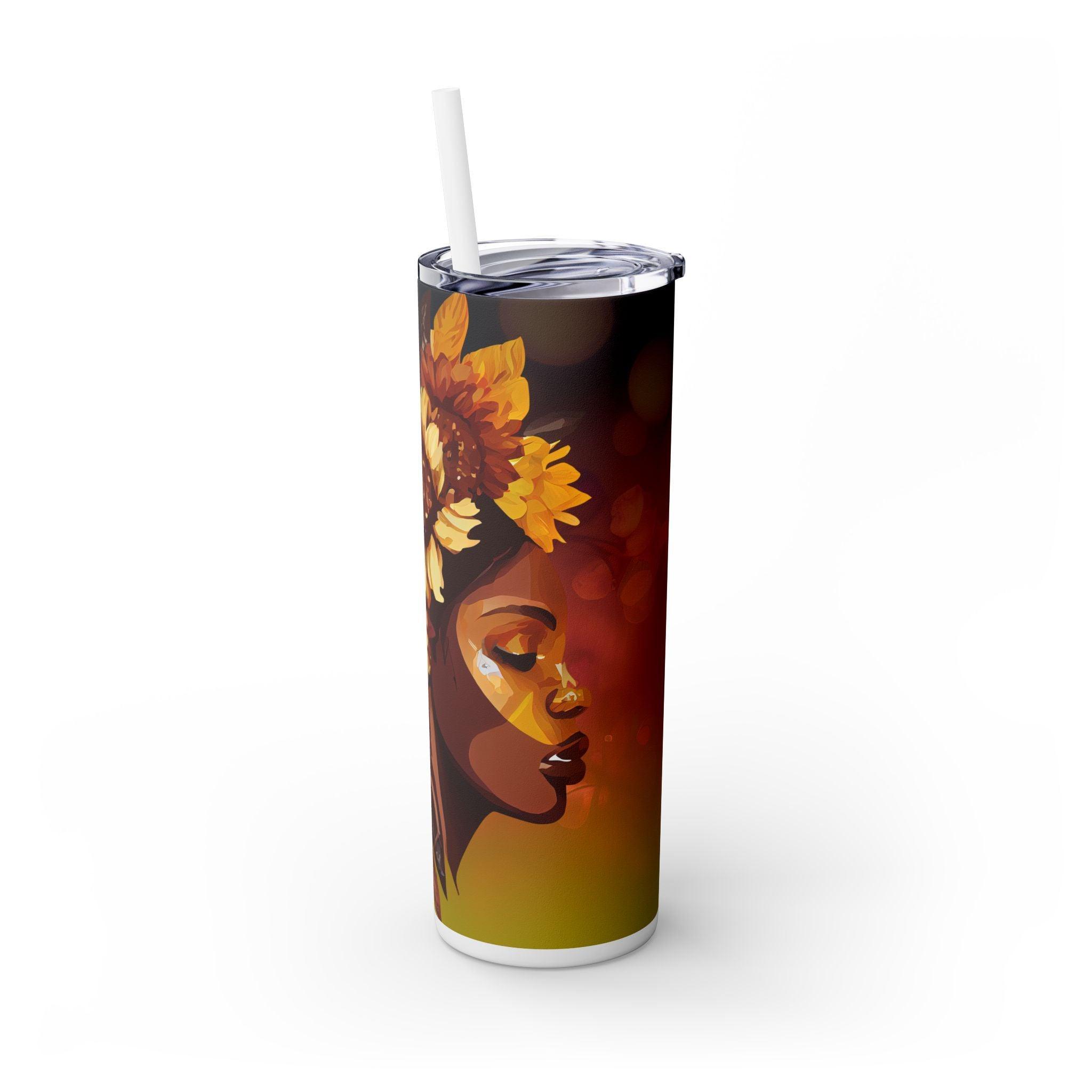 Sunflower Queen 20oz Skinny Tumbler with Straw-Afroadorn 