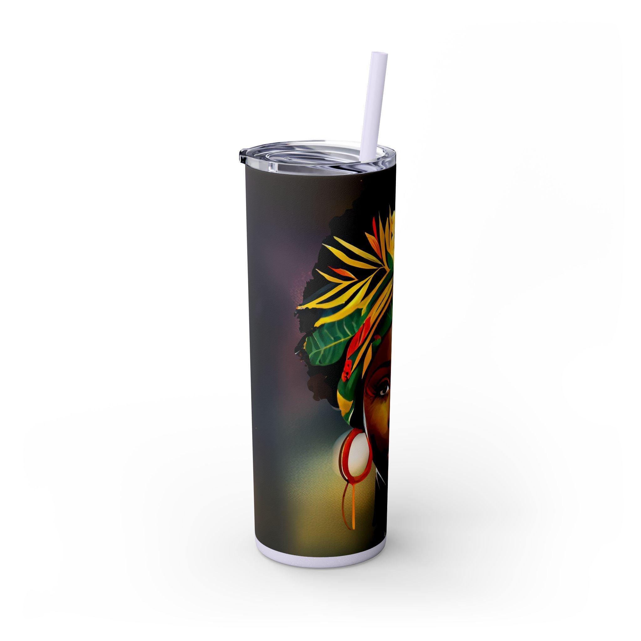 Sunflower Adorned Headwrap Skinny Tumbler-Afroadorn 