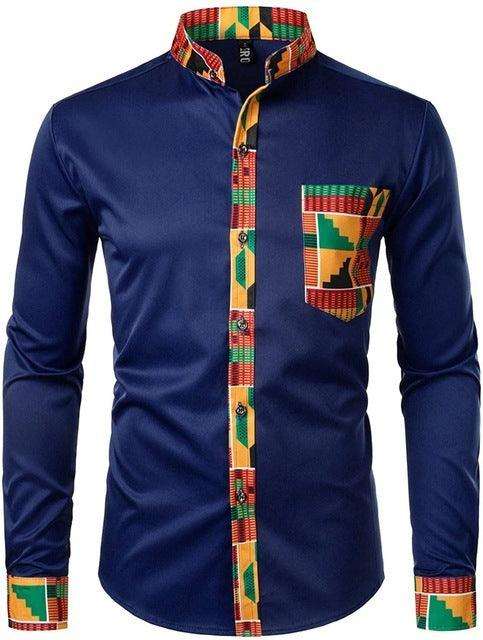 Men's Vibrant Kente Dashiki Top-Afroadorn 