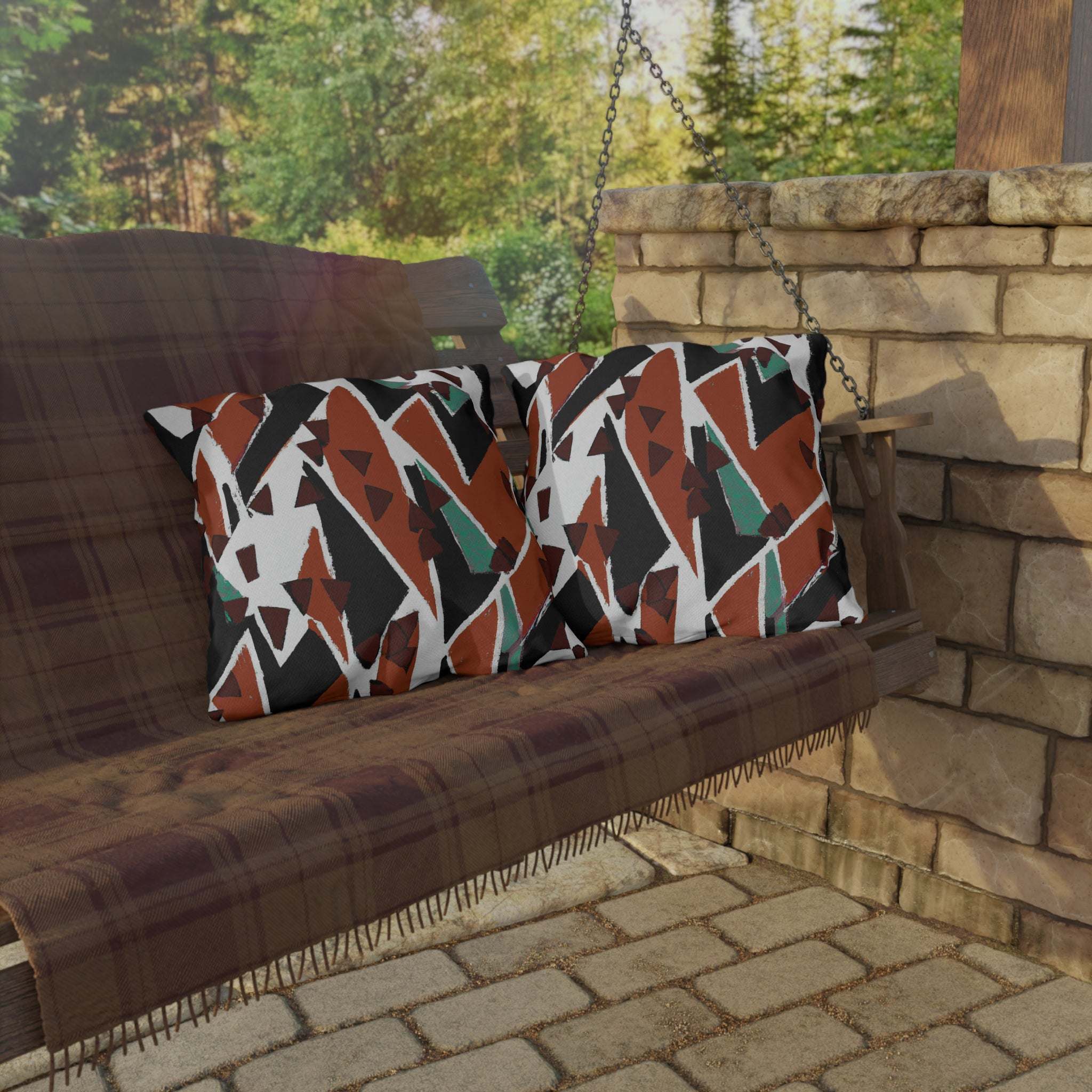 Earth Tone Abstract Outdoor Pillow-Afroadorn 