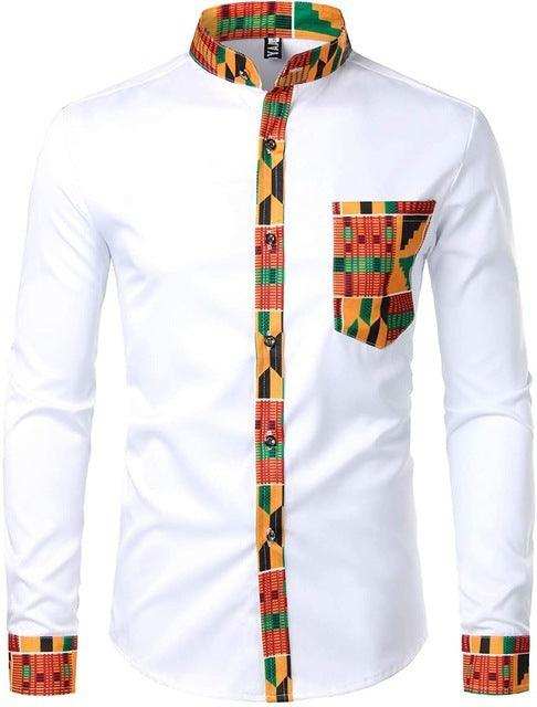 Men's Vibrant Kente Dashiki Top-Afroadorn 