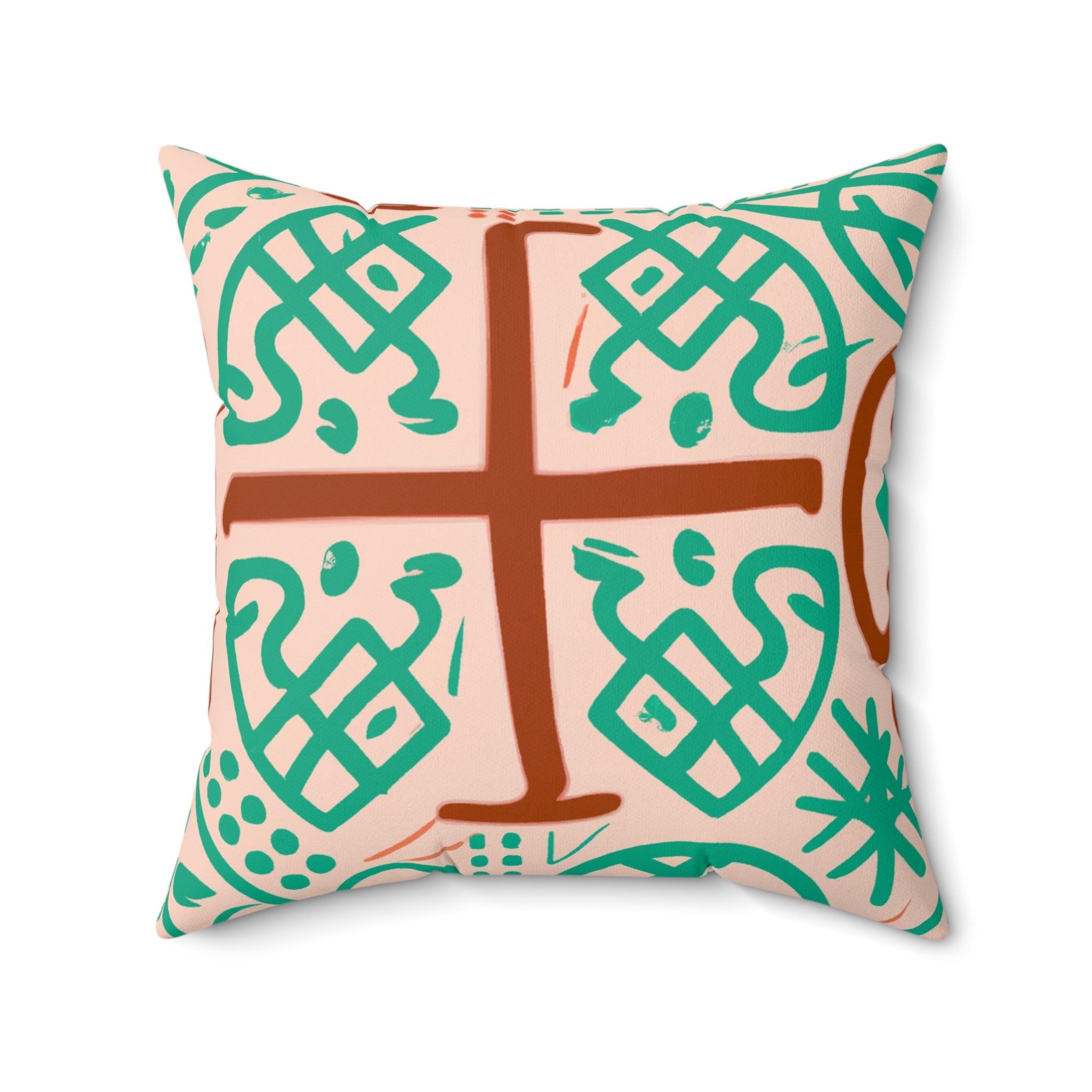 Adinkra Wisdom Earth-Tone Throw Pillow-Afroadorn 