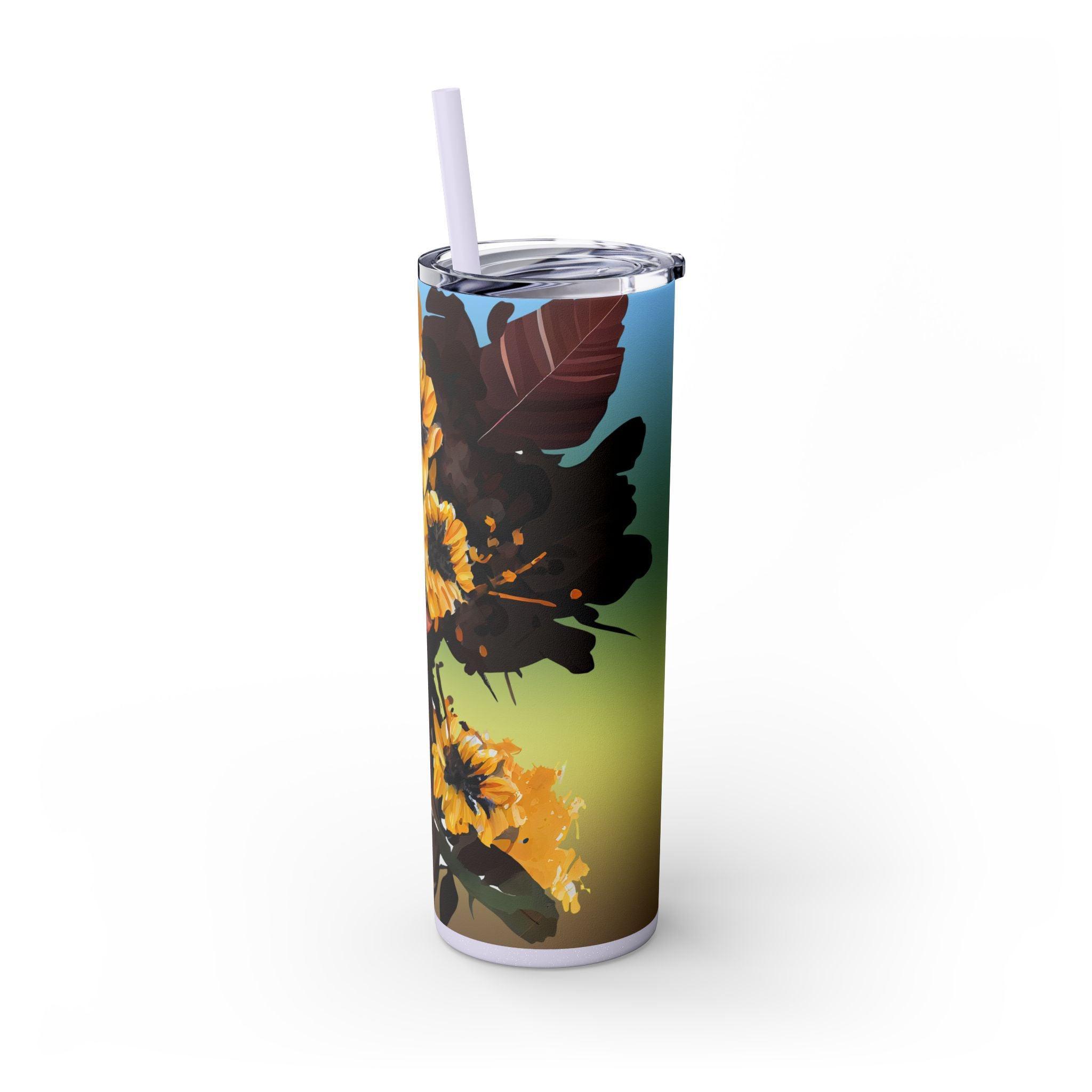 Sunflower Queen 20oz Skinny Tumbler-Afroadorn 