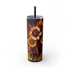 Sunflower Queen 20oz Skinny Tumbler with Straw-Afroadorn 