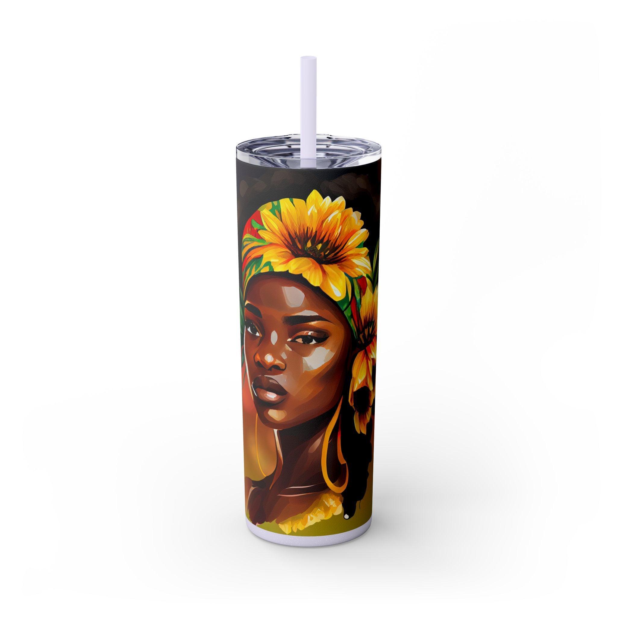 Sunflower Queen Slim Tumbler 20oz-Afroadorn 