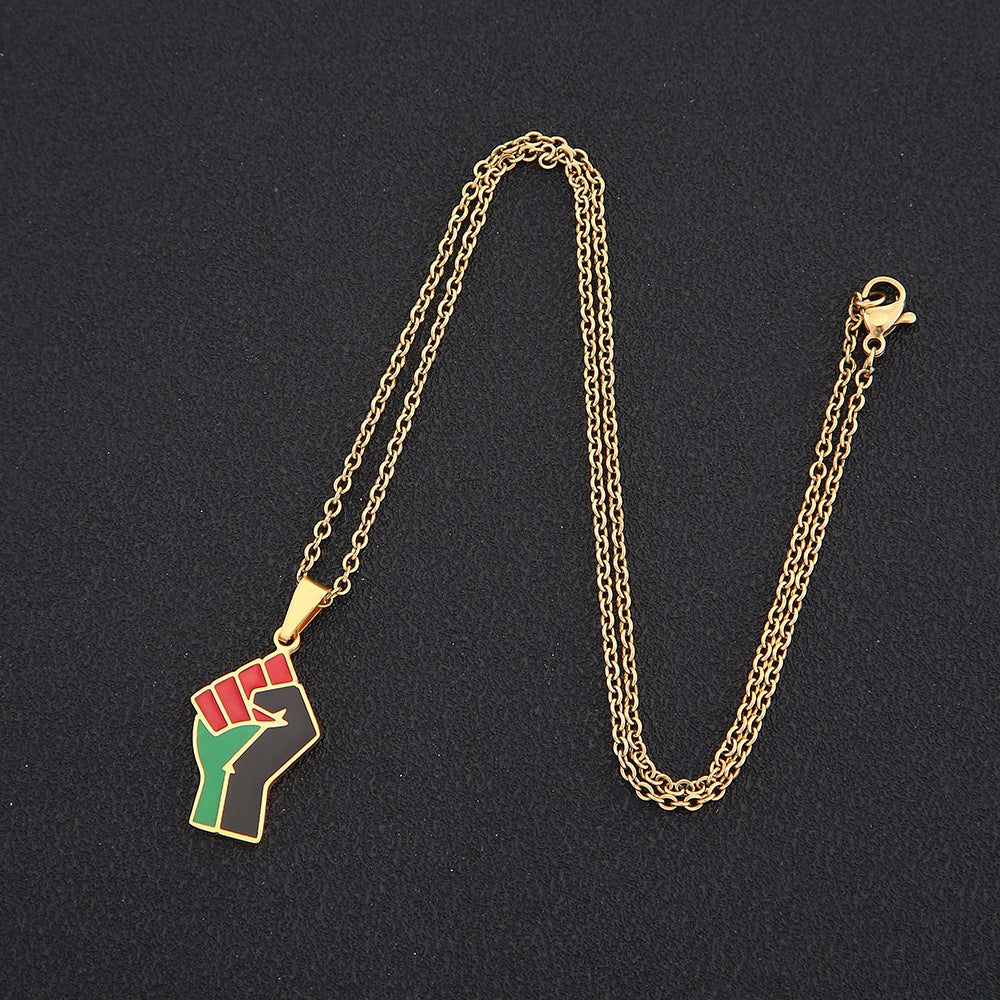 Pan-African Empowerment Fist Necklace-Afroadorn 