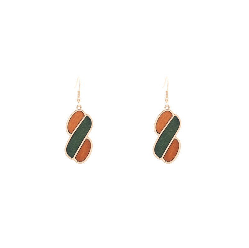 Earthy Afro Landscape Geometric Wooden Earrings-Afroadorn 