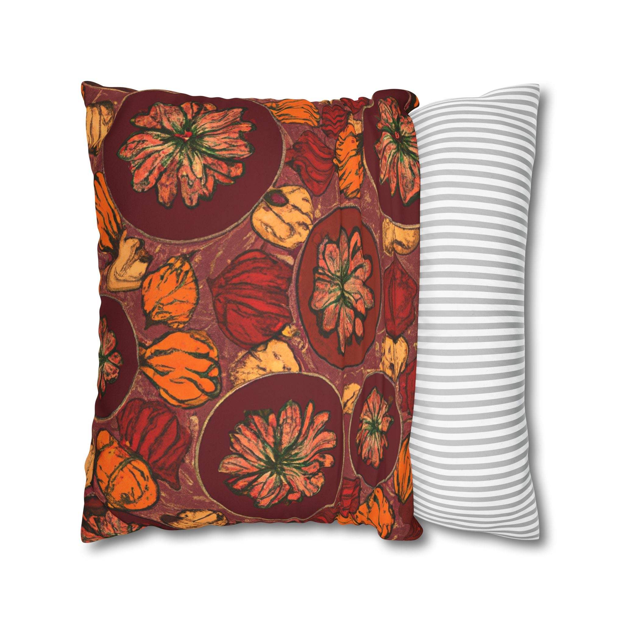 Amber Kente: Afrobotanical Premium Suede Throw Pillow Cover-Afroadorn 