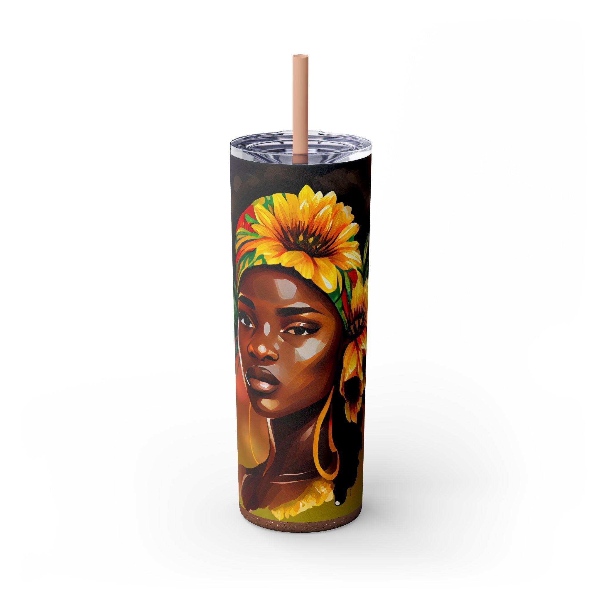 Sunflower Queen Slim Tumbler 20oz-Afroadorn 