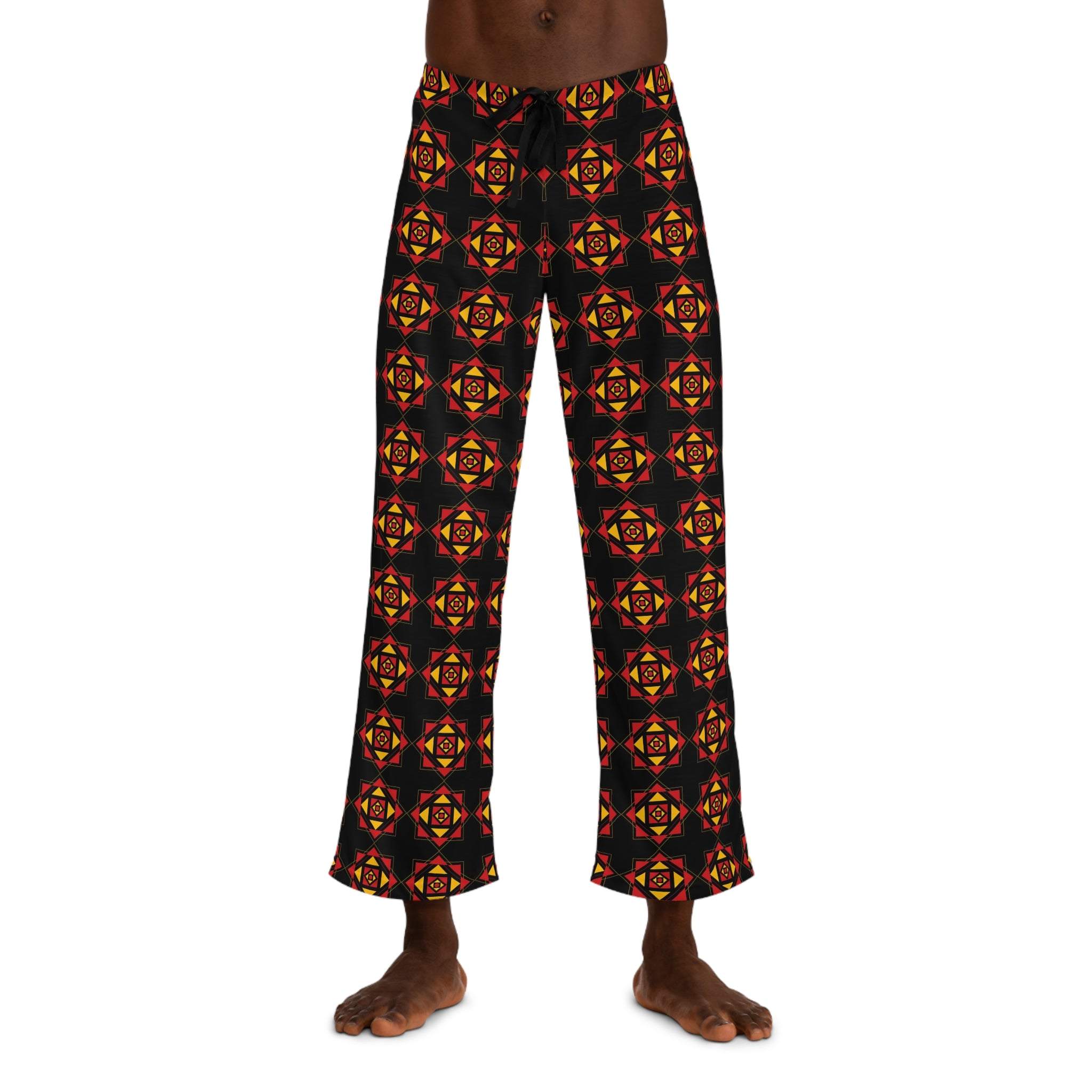 Black Kaleidoscope African-Inspired Pajama Pants-Afroadorn 