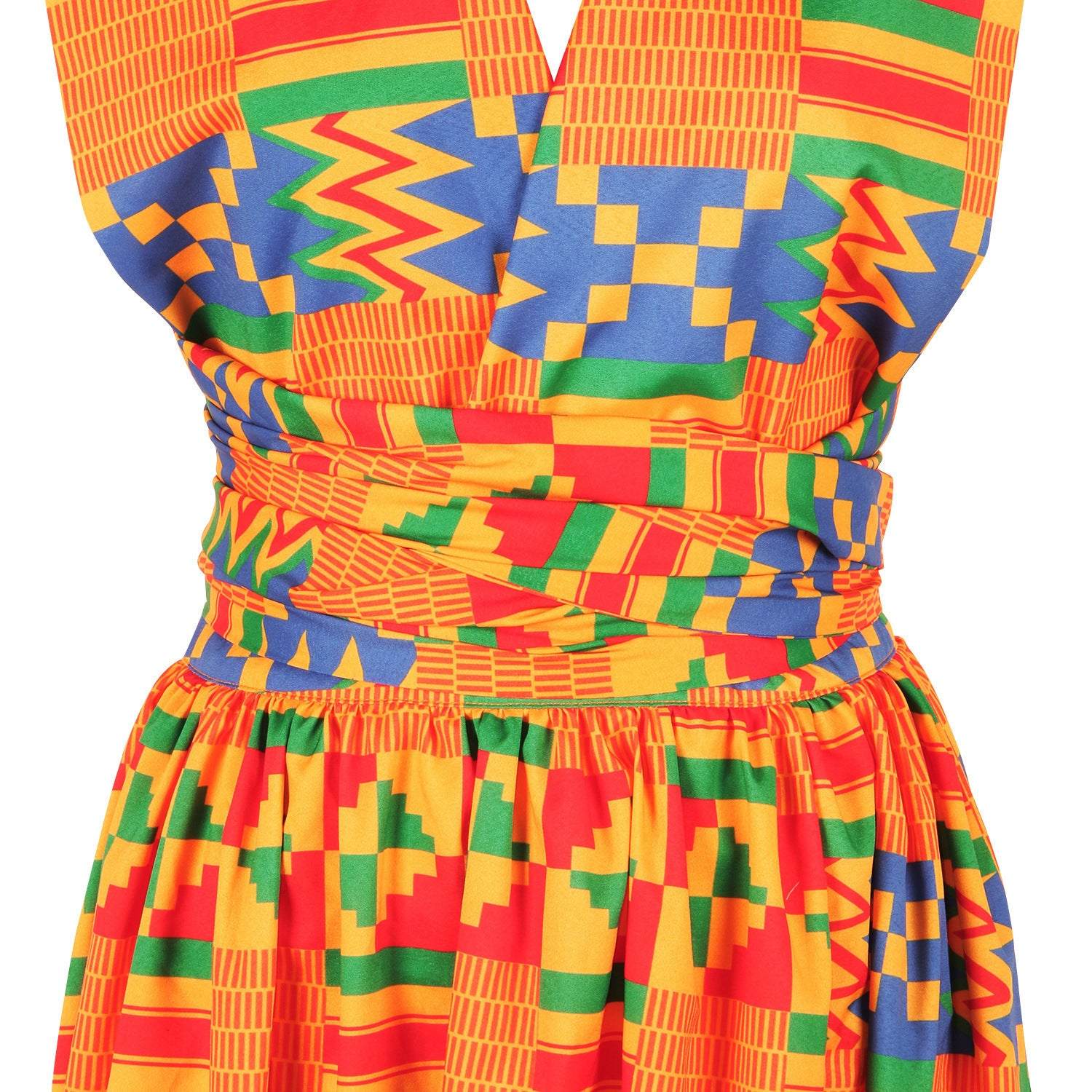 Vibrant Unity: African-inspired Kente Geometric Dress-Afroadorn 