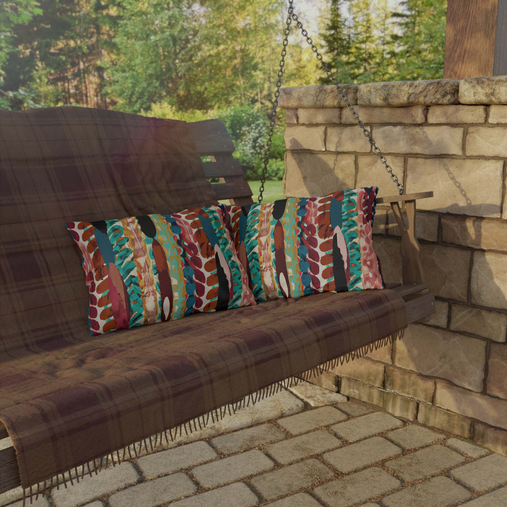 African Landscape Inspired Outdoor Throw Pillow-Afroadorn 