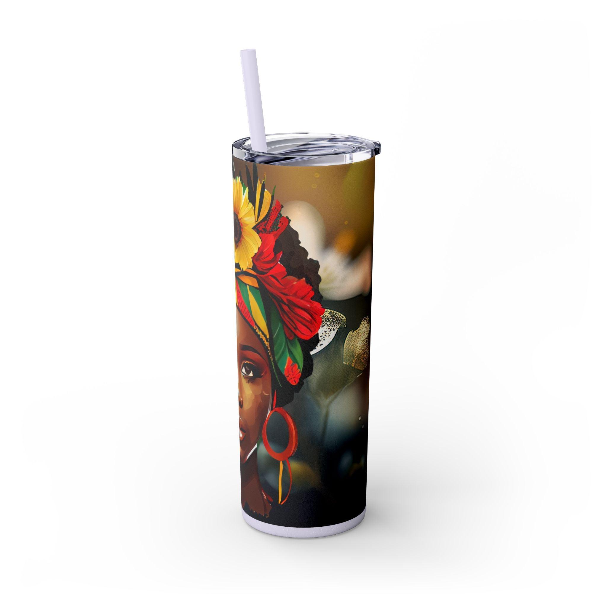 Sunflower Adorned Headwrap Skinny Tumbler-Afroadorn 