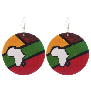 Pan-African Unity Wooden Map Earrings-Afroadorn 