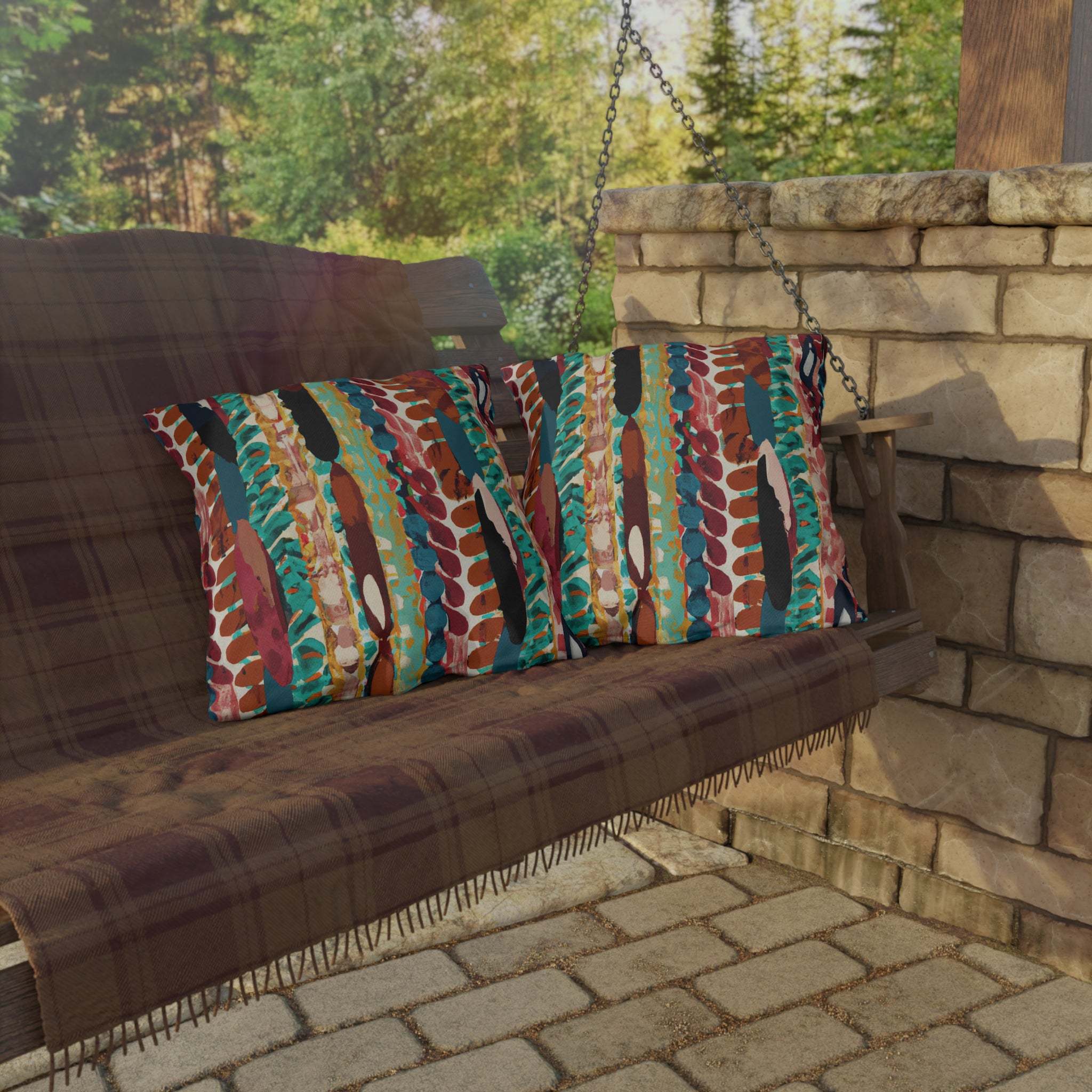 African Landscape Inspired Outdoor Throw Pillow-Afroadorn 