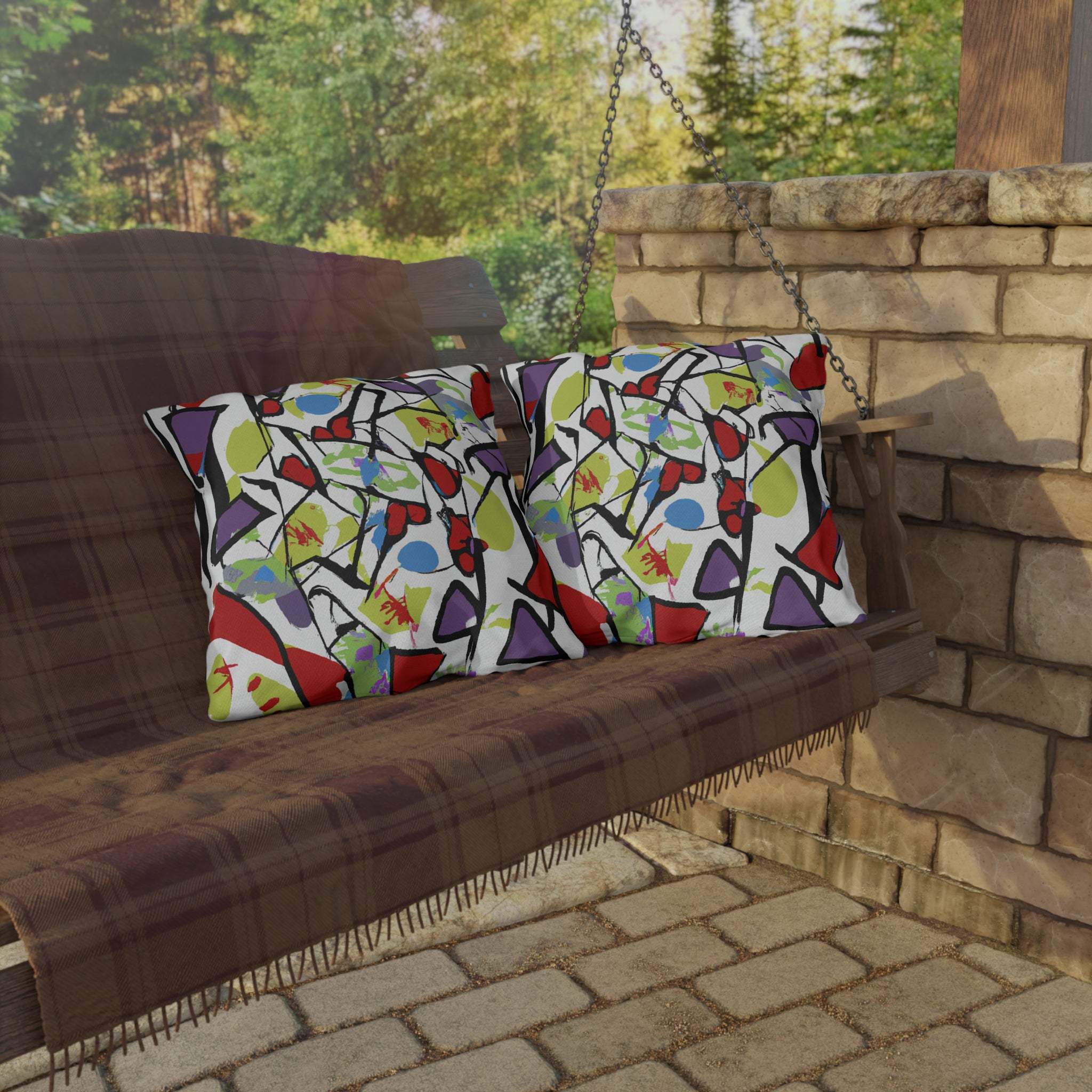 AfroSunset Geometric Oasis Outdoor Pillow-Afroadorn 